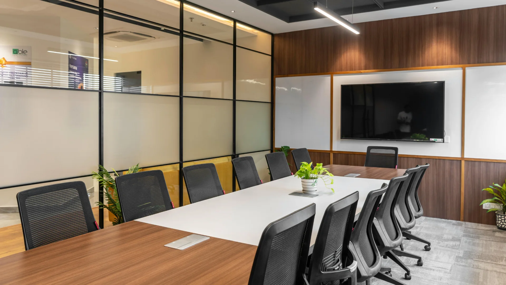 Maintained commercial lobby and reception area representing Niagara business facilities